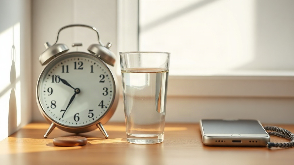 Ten-minute morning prayer routine with a clock, water glass, closed phone, and handwritten prayer list