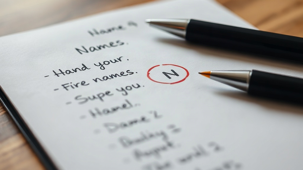 Handwritten prayer list with one name circled on a notepad